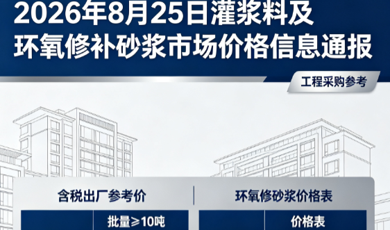 廉江2026年8月25日灌浆料及环氧修补砂浆市场价格信息通报